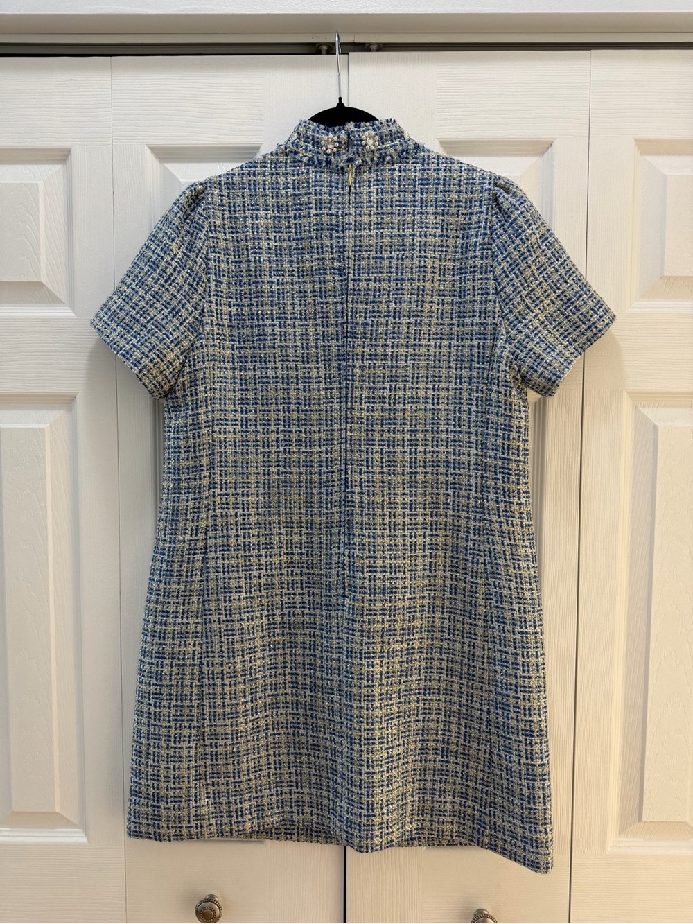 Lilly Pulitzer Teddy Blue and Gold Tweed Jeweled Dress - Picture 6 of 6